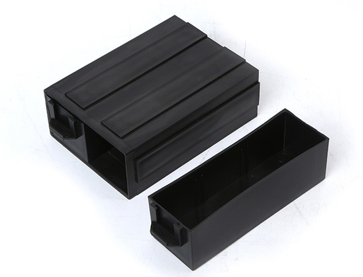 กล่องลิ้นชักส่วนประกอบ ESD IC ป้องกันไฟฟ้าสถิตย์พลาสติกสีดำ