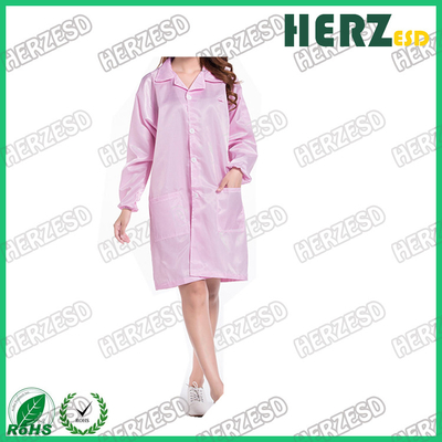 OEM ESD Grid Garment Grid Polyester Cleanroom ใช้ Anti Static Coverall ESD Lab Coat