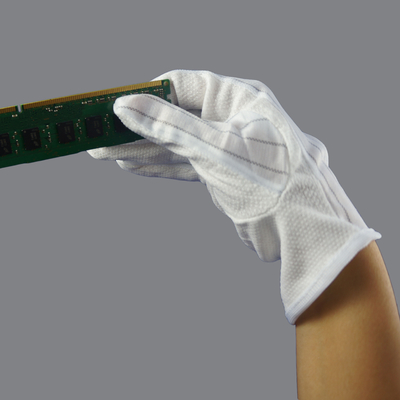 ถุงมือป้องกันไฟฟ้าสถิตย์ PVC ESD แบบจุดดูดซับเหงื่อ
