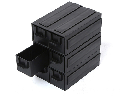 กล่องลิ้นชักพลาสติกสีดำประเภท ESD ที่เก็บส่วนประกอบกล่องเก็บของป้องกันไฟฟ้าสถิตย์