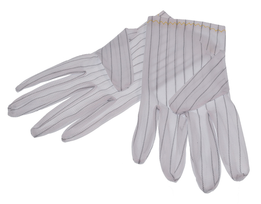 ถุงมือทำงาน ESD โพลีเอสเตอร์ป้องกันไฟฟ้าสถิตย์สีขาวปลอดภัย Cleanroom Electronics Industry