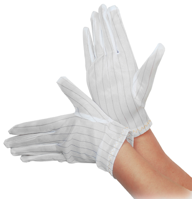 ถุงมือทำงาน ESD โพลีเอสเตอร์ป้องกันไฟฟ้าสถิตย์สีขาวปลอดภัย Cleanroom Electronics Industry