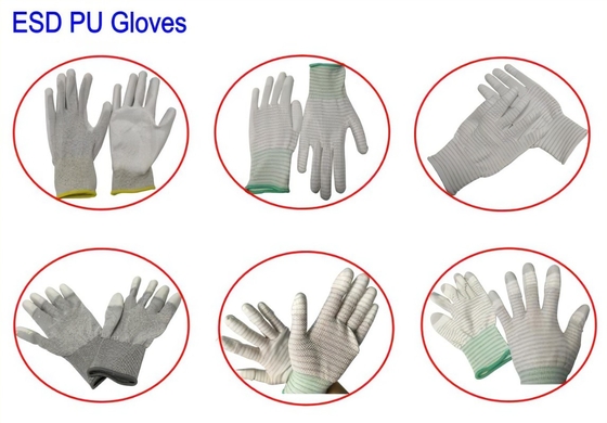 ถุงมือเคลือบฝ่ามือ ESD พร้อมถุงมือป้องกันไฟฟ้าสถิตย์ป้องกันไฟฟ้าสถิตย์ ESD ถุงมือเคลือบนิ้ว ESD