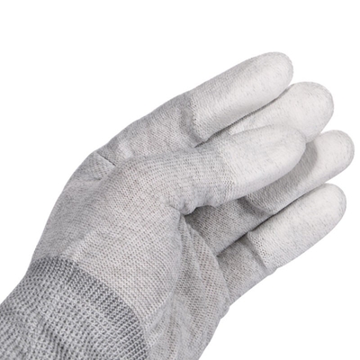 ESD ใยคาร์บอน ถุงมือ PU ปลาย Anti-static ถุงมือความปลอดภัย