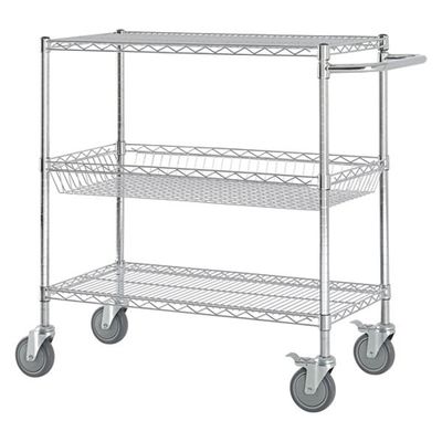 ESD Wire Shelf Trolley ที่กําหนดเอง สแตนเลส Mesh กระเป๋าเก็บของ Antistatic