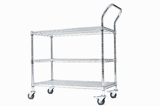 ESD Wire Shelf Trolley ที่กําหนดเอง สแตนเลส Mesh กระเป๋าเก็บของ Antistatic