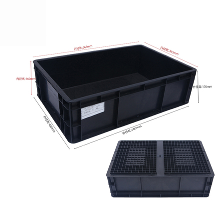 600*400mm ESD กล่องพลาสติก ESD ถังเก็บของ กล่องนําไฟฟ้าสําหรับชิ้นส่วนอิเล็กทรอนิกส์