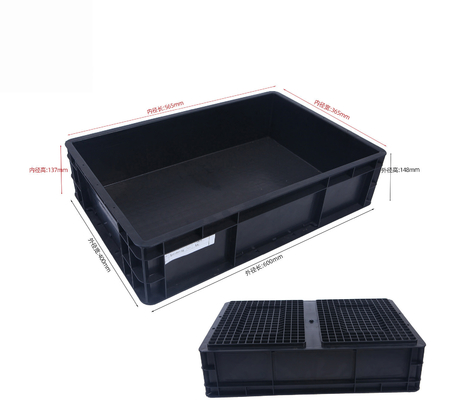 600*400mm ESD กล่องพลาสติก ESD ถังเก็บของ กล่องนําไฟฟ้าสําหรับชิ้นส่วนอิเล็กทรอนิกส์