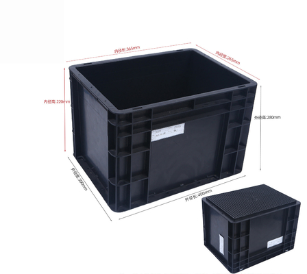 400x300mm ถังเก็บของ ESD ที่สามารถสะสมได้ ถังเก็บของพลาสติกอุตสาหกรรม