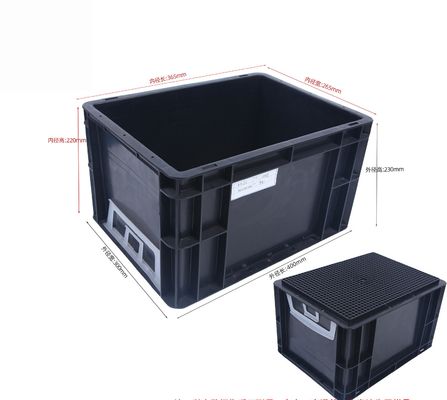 400x300mm ถังเก็บของ ESD ที่สามารถสะสมได้ ถังเก็บของพลาสติกอุตสาหกรรม