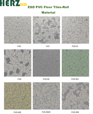 กระเบื้องพื้น PVC ที่นําไฟ Vinyl Anti-static หลายสี PVC ESD กระเบื้องพื้น สําหรับห้องสะอาด