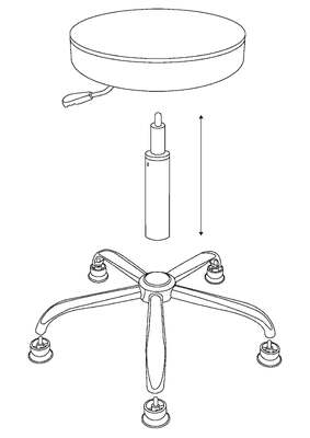 เก้าอี้สตูลกลม ESD PU Leather แบบหมุนได้ พร้อมที่วางเท้า
