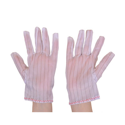 ความปลอดภัย สีขาว แอนติสแตตติก สายพอลิเอสเตอร์ ESD Work Glove for Cleanroom อุตสาหกรรมอิเล็กทรอนิกส์ ESD Top Fit Glove