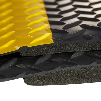 Custom ESD industrial anti-fatigue mat with yellow safety borders