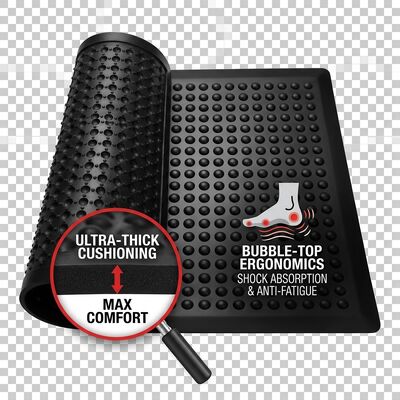 ESD Anti Fatigue Rubber Mat Bubble Top Black Static Dissipative Floor Mat สําหรับสถานที่ทํางานประกอบอิเล็กทรอนิกส์