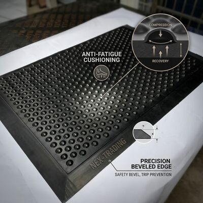 ESD Anti Fatigue Rubber Mat Bubble Top Black Static Dissipative Floor Mat สําหรับสถานที่ทํางานประกอบอิเล็กทรอนิกส์