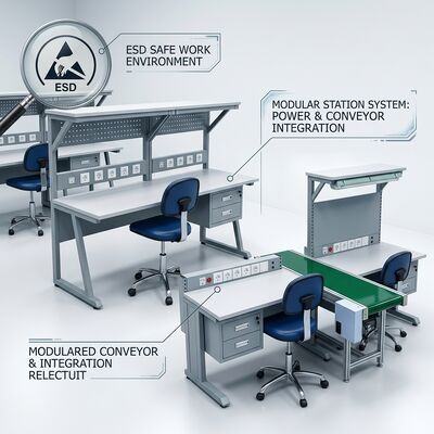 ภาระหนักห้องปฏิบัติการ ESD Workbench ปรับตารางทํางานต่อต้านสแตตติกสําหรับสถานีซ่อมซ่อมซ่อมเครื่องอิเล็กทรอนิกส์