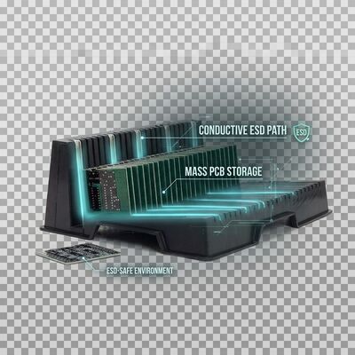 รถเข็นจัดเก็บ PCB ESD แบบปรับได้สำหรับแผงวงจรอิเล็กทรอนิกส์ป้องกันไฟฟ้าสถิต