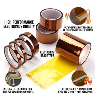เทปโพลีอิไมด์คาปตันทนความร้อนสูงป้องกันไฟฟ้าสถิตสำหรับฉนวนบอร์ด ESD Safe