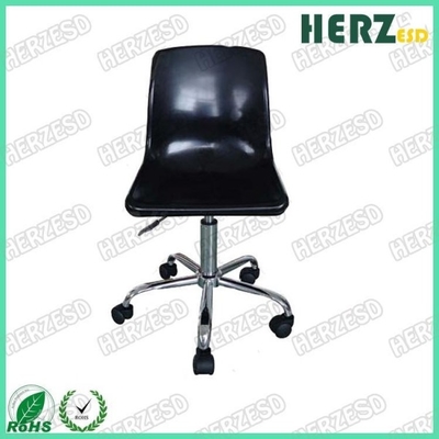 เก้าอี้พลาสติกสีดำดำเก้าอี้เพื่ออุตสาหกรรมที่มีสายกราวด์พร้อมสายโซ่โลหะนำไฟฟ้า