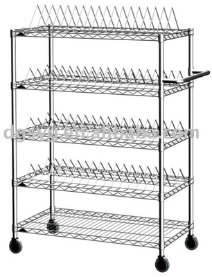 สแตนเลสคาร์บอน ESD SMT SMD PCB Reel Storage Trolley โลหะชั้นวาง Chrome สาย Rack Rack รถกระบะ