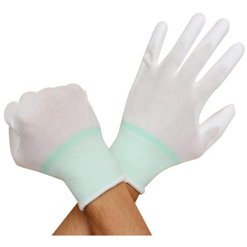 การตรวจสอบการประกอบงานความแม่นยํา Palm PU Coated Anti Static ESD Safety Gloves ESD Palm Fit Gloves