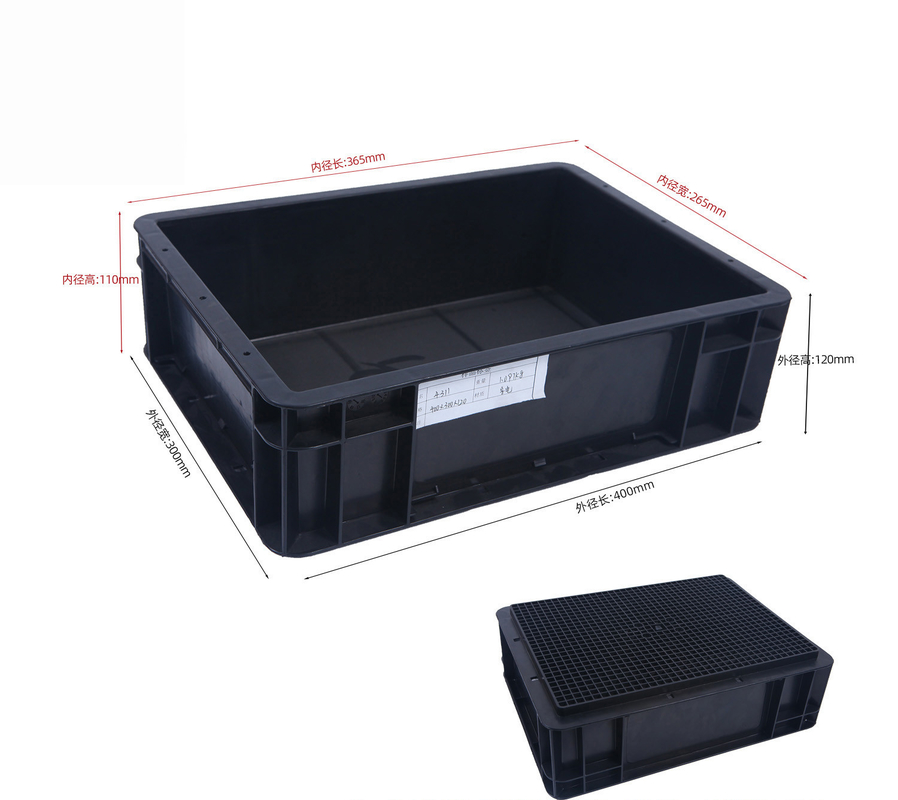 400x300mm ถังเก็บของ ESD ที่สามารถสะสมได้ ถังเก็บของพลาสติกอุตสาหกรรม