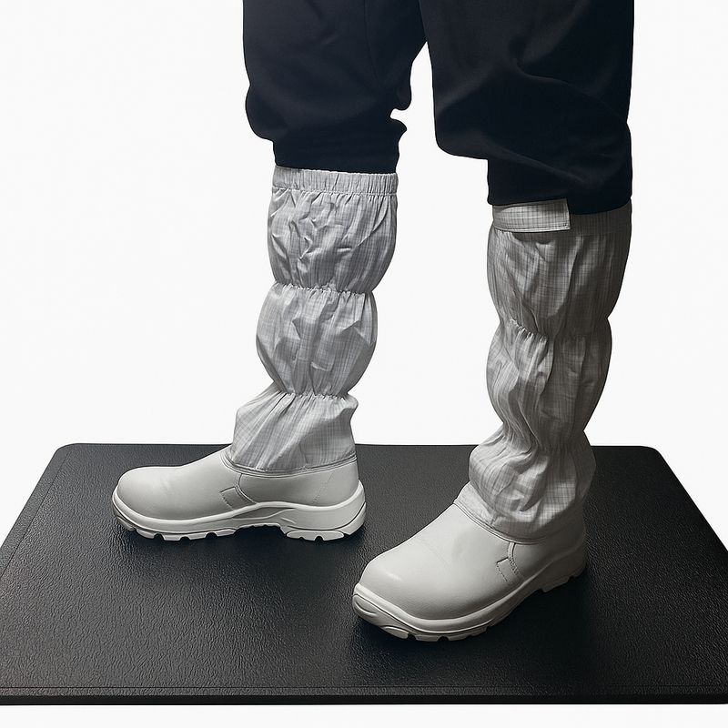 แผ่นยาง ESD ป้องกันไฟฟ้าสถิต พร้อมชั้น PVC สองชั้นและพื้นผิวด้านบนลายเปลือกไม้ ให้ความสบายตามหลักสรีรศาสตร์และการกันลื่น