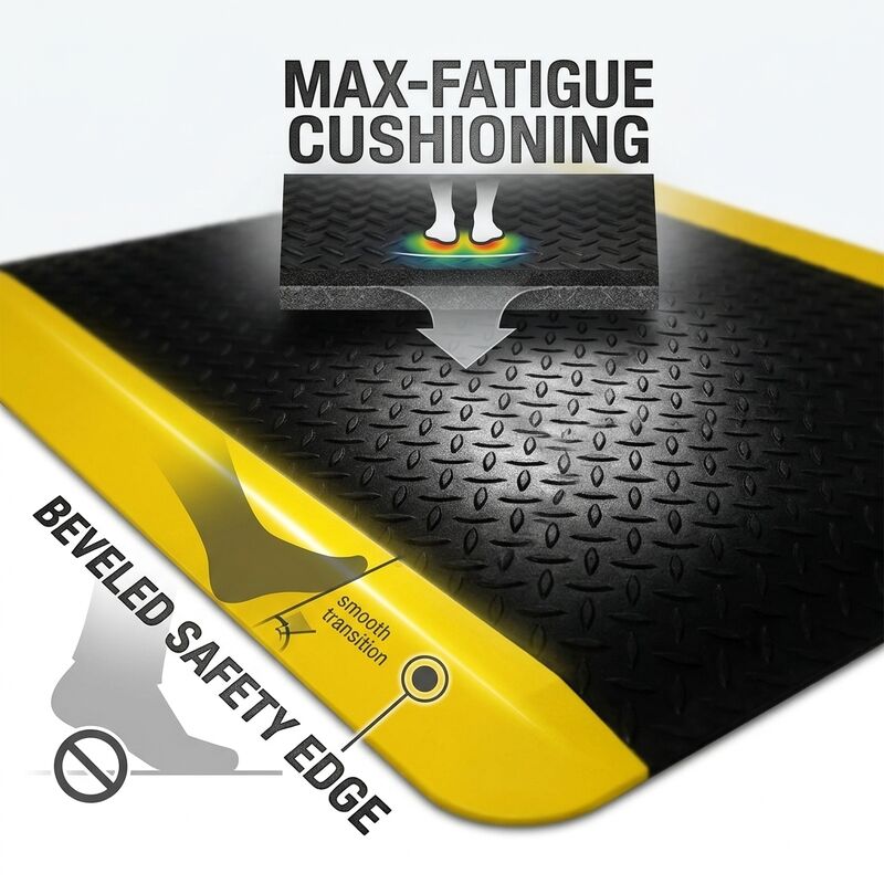 ESD Anti Fatigue Rubber Mat Bubble Top Black Static Dissipative Floor Mat สําหรับสถานที่ทํางานประกอบอิเล็กทรอนิกส์