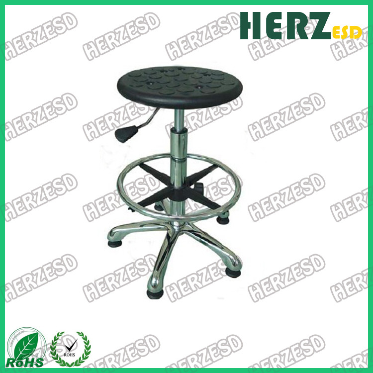 Swivel Round Clean Room Stools , Diameter 325mm Lab Stools With Wheels
